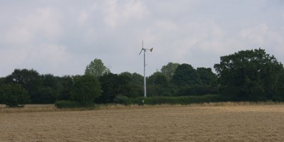 Bergey turbine with yellow tail