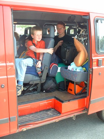 Minibus with bikes in back